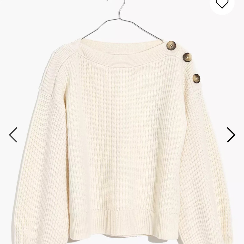 Madewell Boatneck Bubble-Sleeve Pullover Sweater